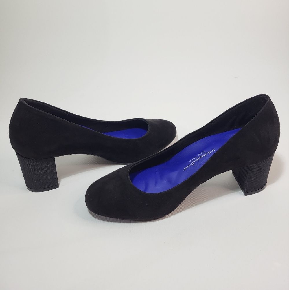 Antonia Saint NY All Day & Night Heels Women 8.5 Round Toe Suede Black Spain